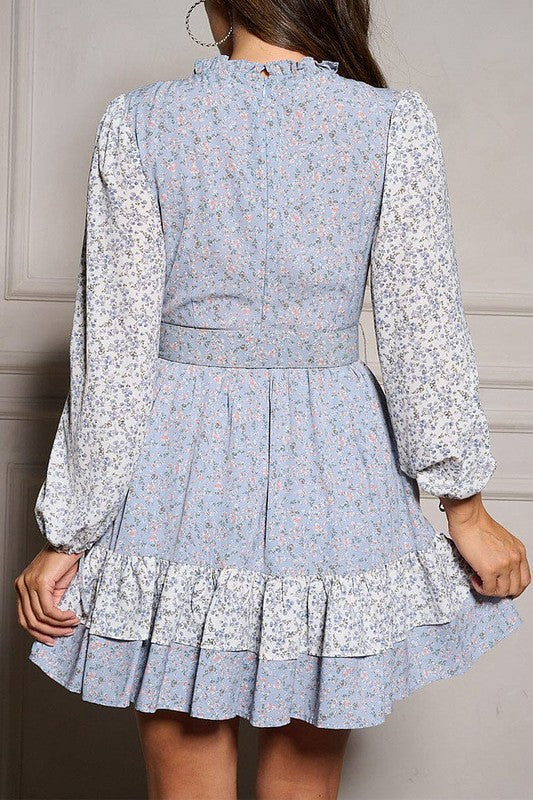 Smocked flower belted dress