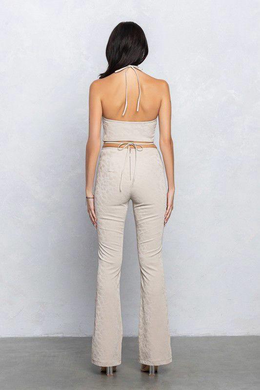 Square buckle Top & pants set