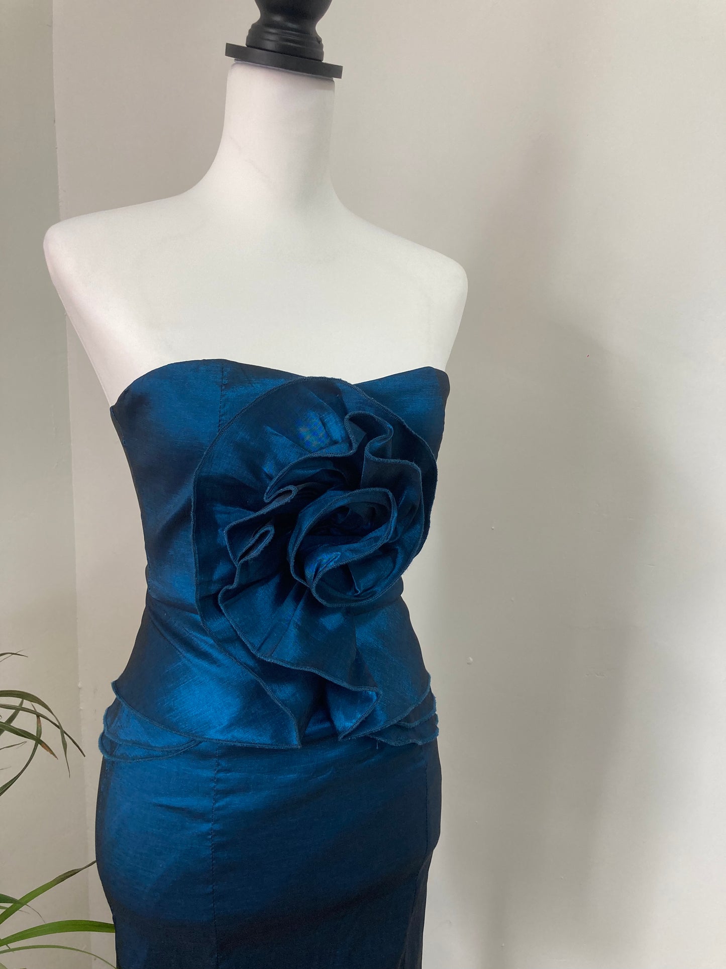 Electric blue strapless dress