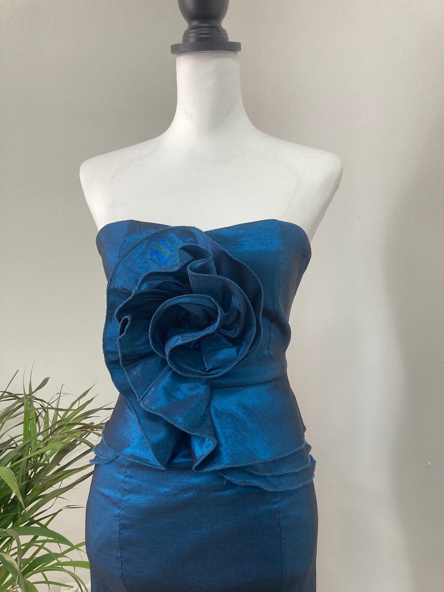Electric blue strapless dress
