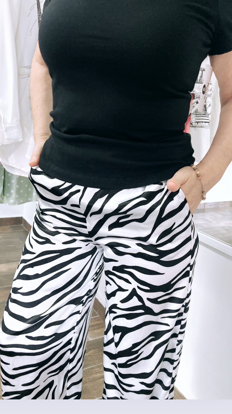 Zebra satin pants